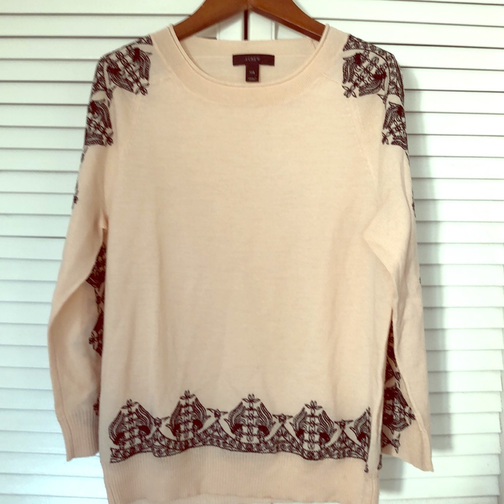 Jcrew merino embroidered lace sweater